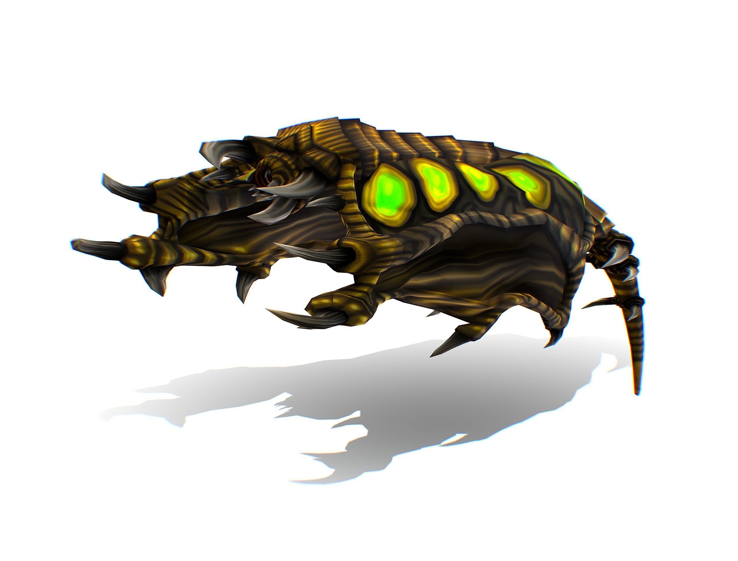 Animated Green Stingray Flying Monster Low-poly 3D model_26