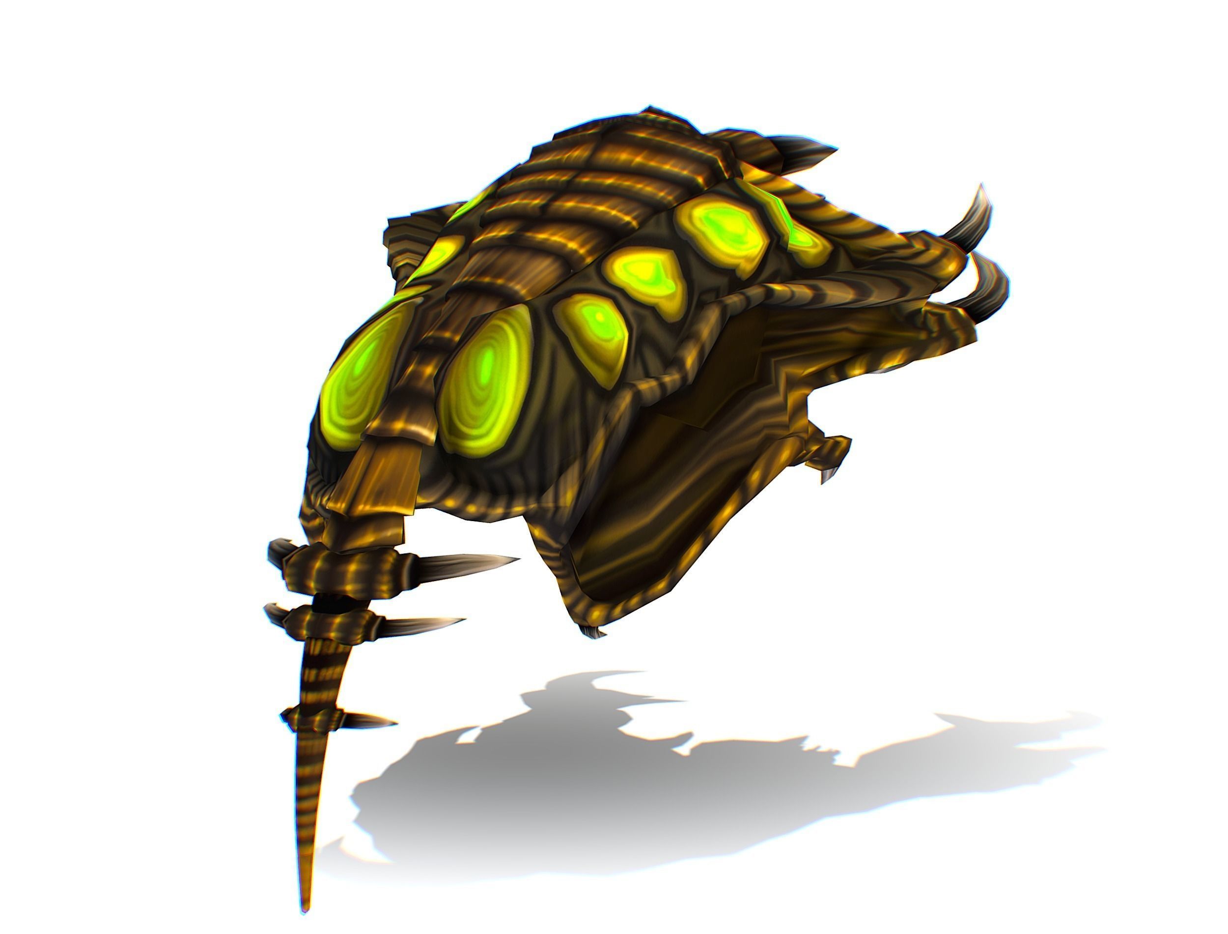 Animated Green Stingray Flying Monster Low-poly 3D model_20