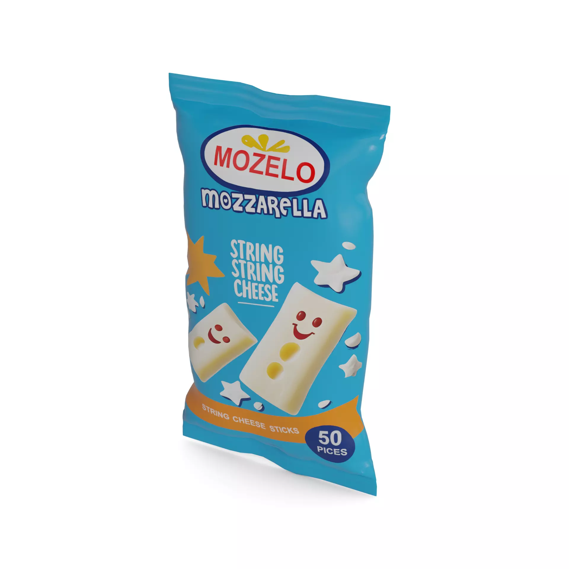 Mozzarella and burrata cheese Mozzarella String Cheese Low-poly 3D model_0