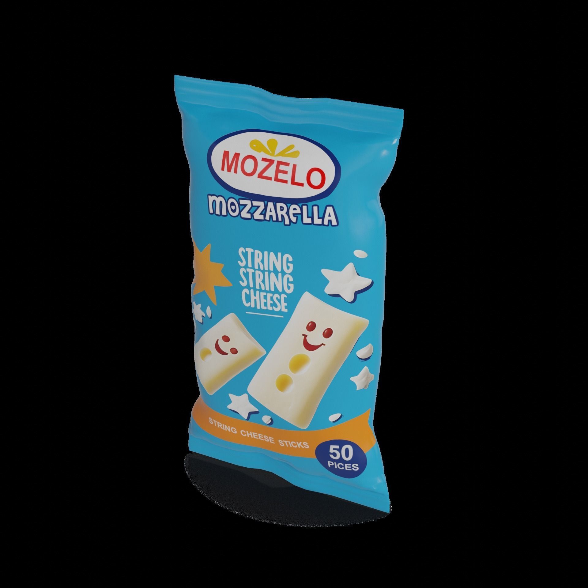 Mozzarella and burrata cheese Mozzarella String Cheese Low-poly 3D model_1