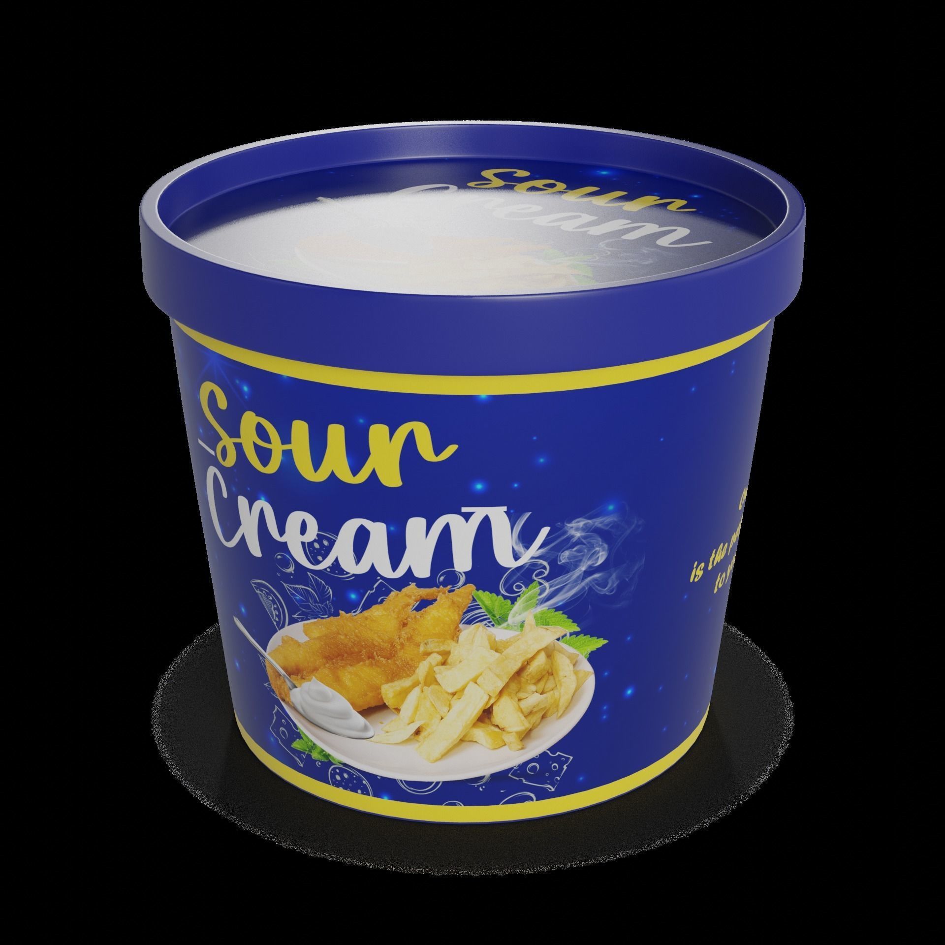 Cream Sour Cream Low-poly 3D model_1