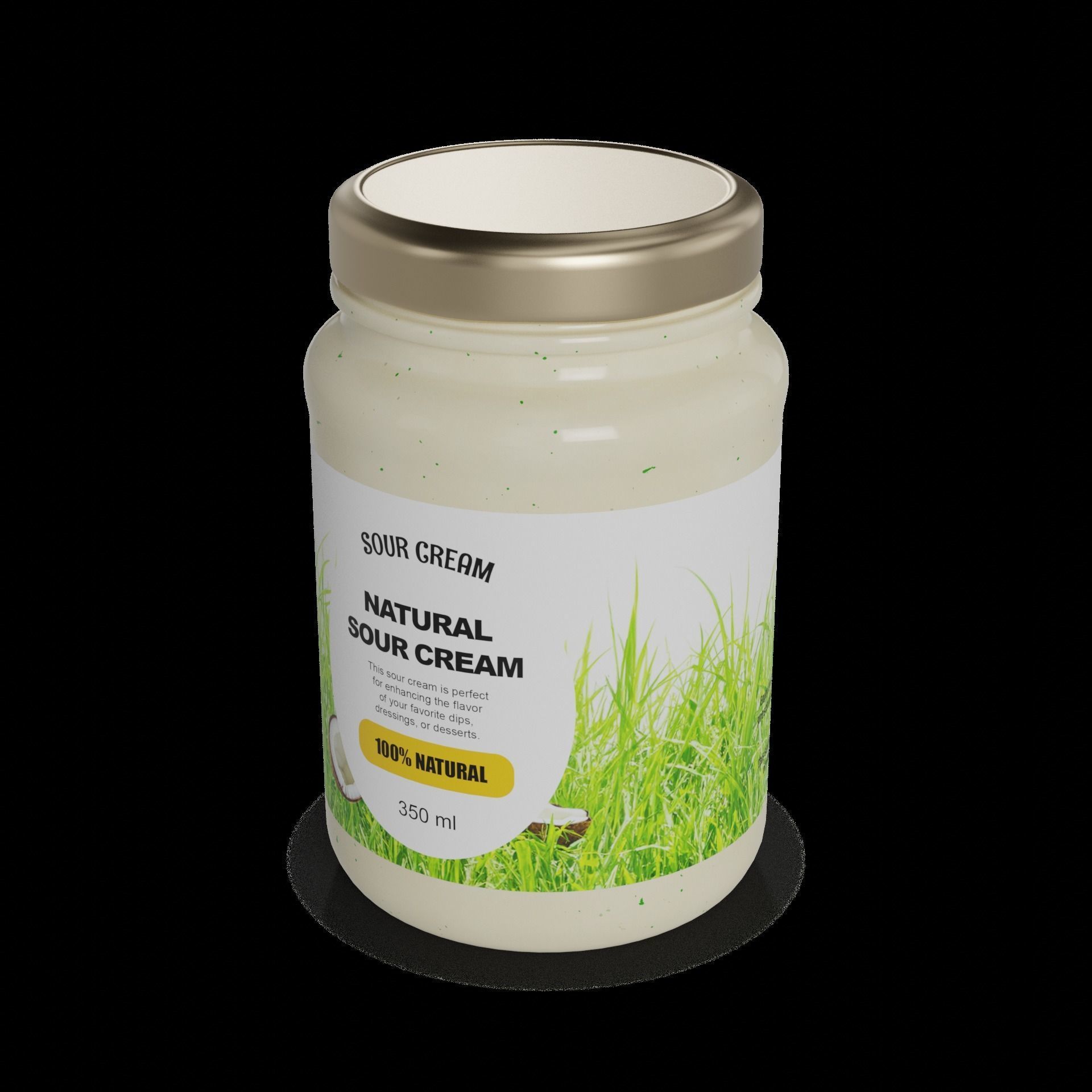 Sour cream Natural Sour Cream Low-poly 3D model_1