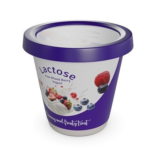 Lactose-free yoghurts and desserts Lactose-Free Mixed Berry Y... Low-poly 3D model
