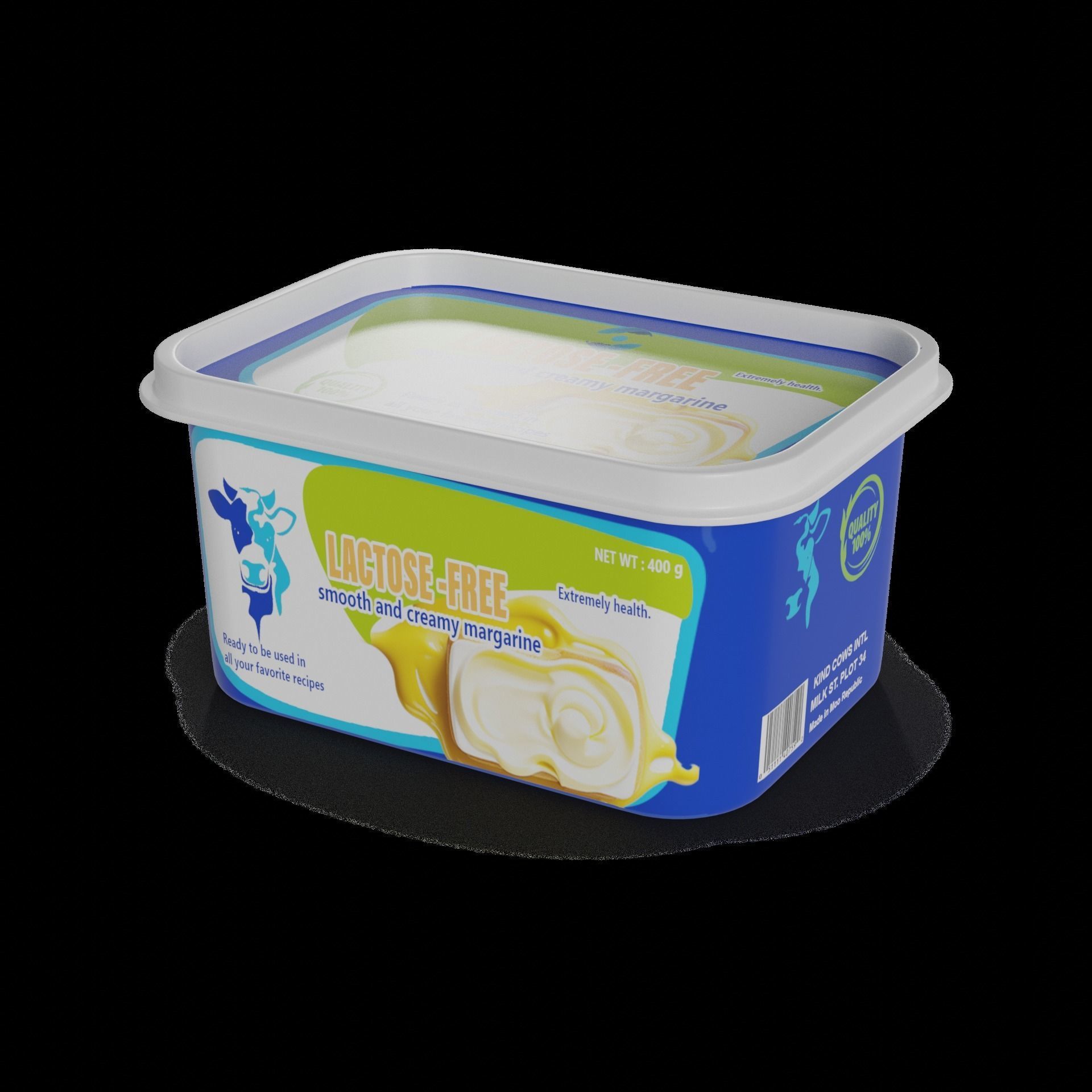Lactose-free butter and margarine Lactose-Free Margarine Tub Low-poly 3D model_1