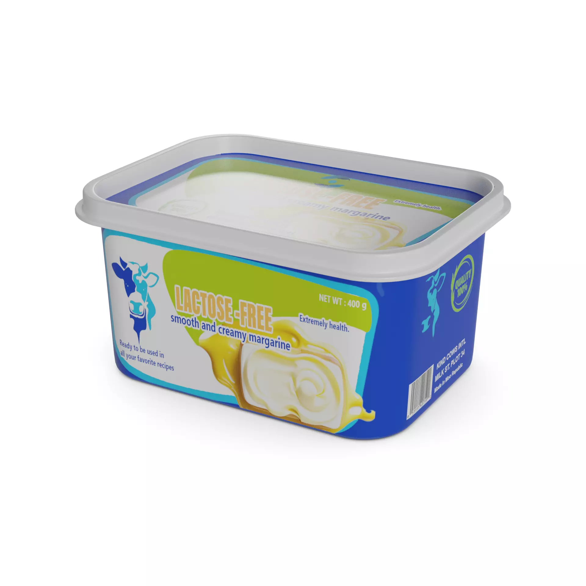 Lactose-free butter and margarine Lactose-Free Margarine Tub Low-poly 3D model_0