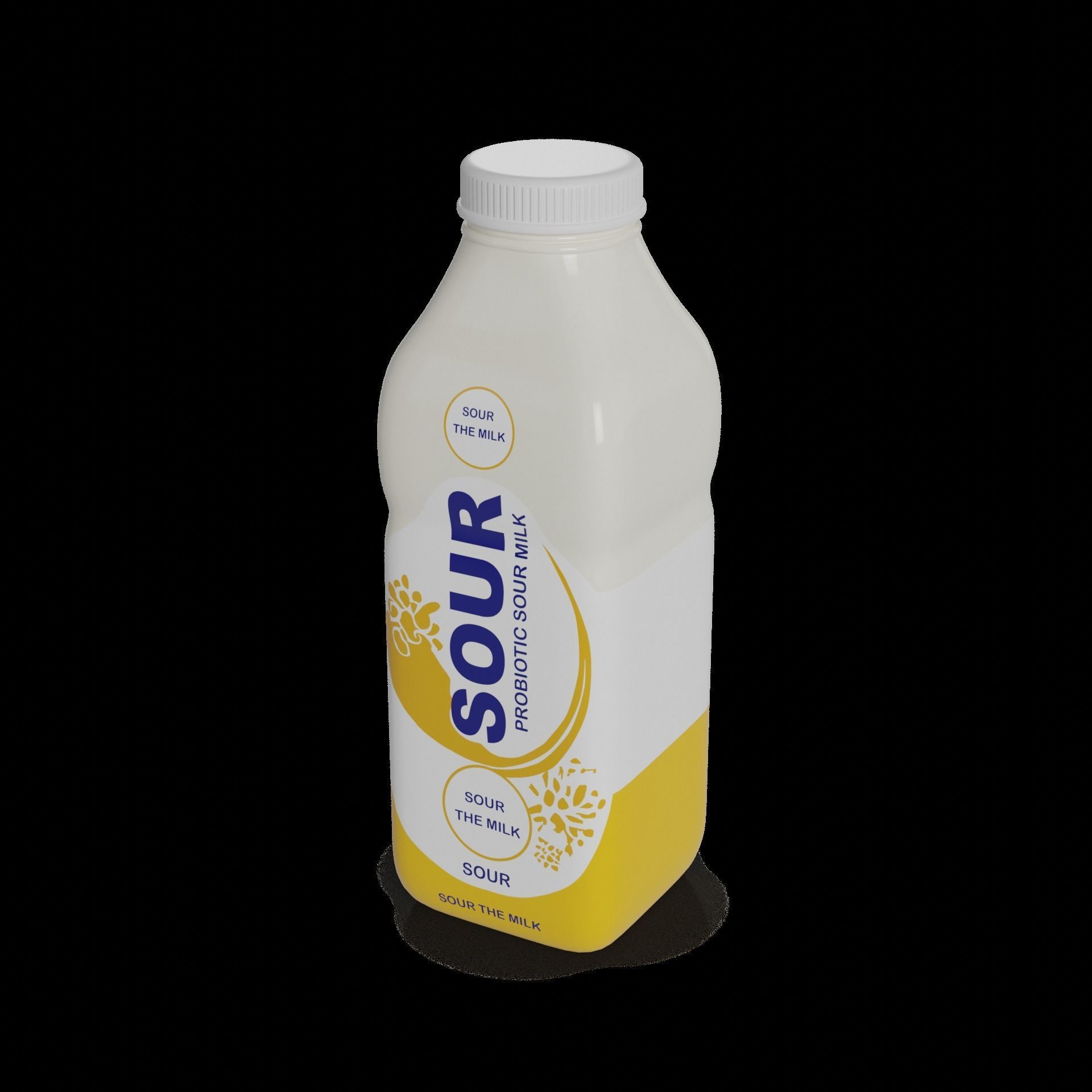 Sour milk Probiotic Sour Milk Low-poly 3D model_1