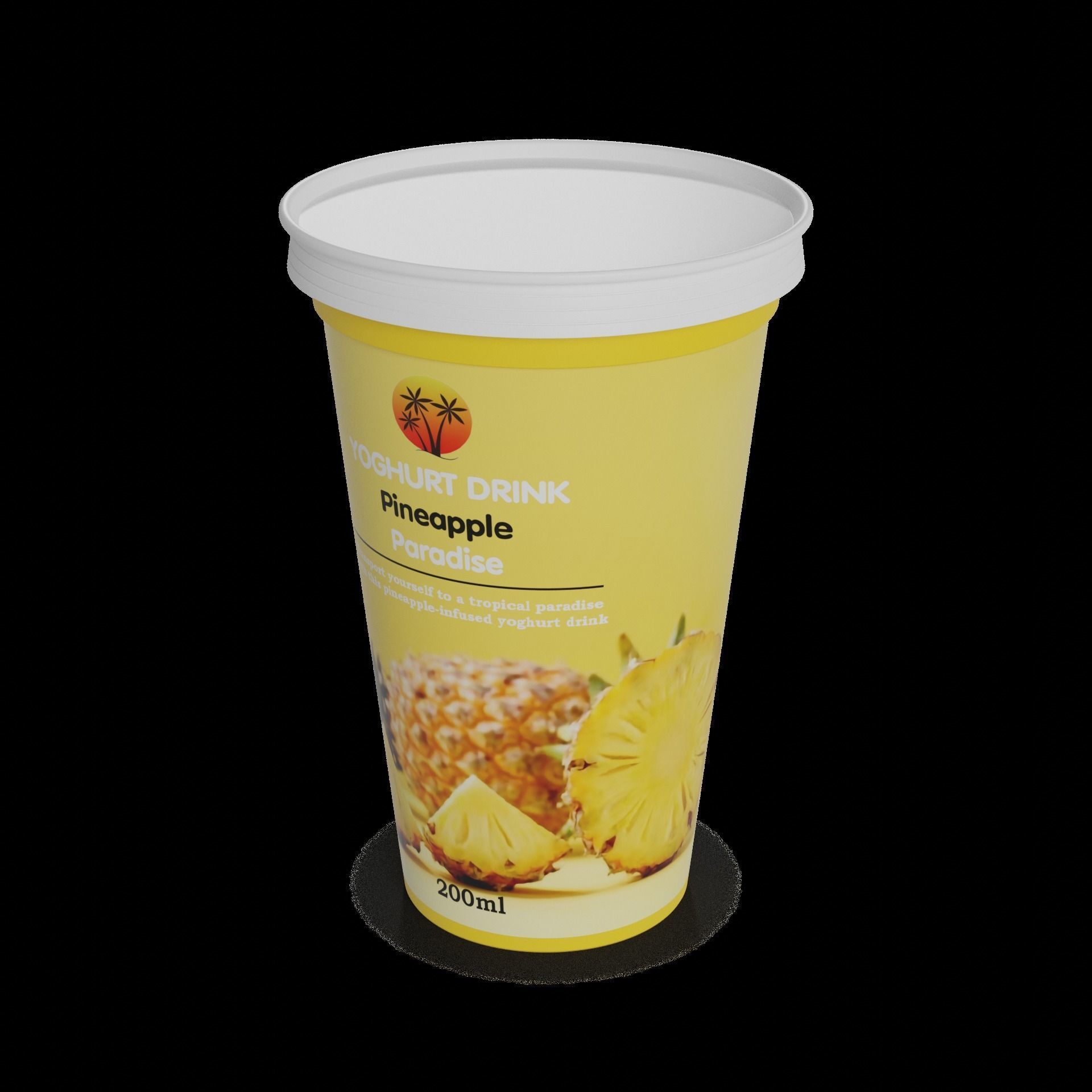 Yoghurt drinks Yoghurt Drink - Pineapple Paradise Low-poly 3D model_1