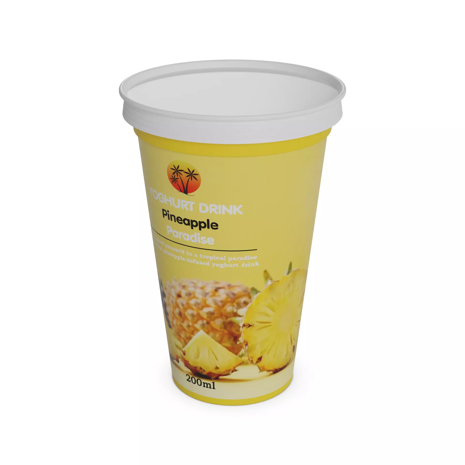 Yoghurt drinks Yoghurt Drink - Pineapple Paradise Low-poly 3D model_0