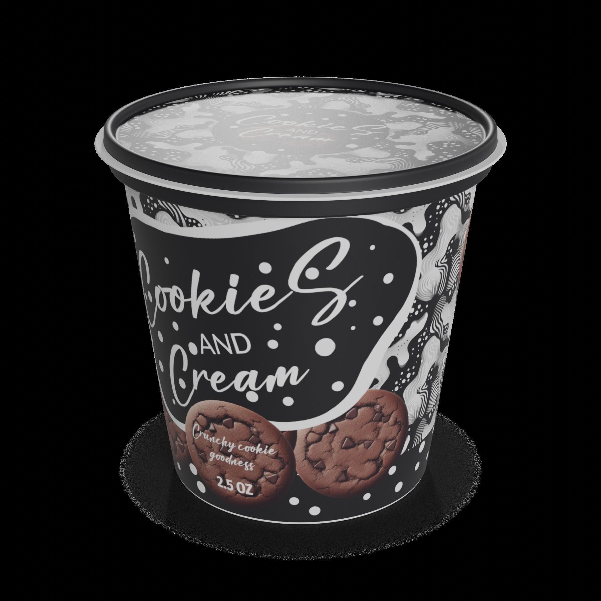 Flavored yoghurts Cookies and Cream Low-poly 3D model_1