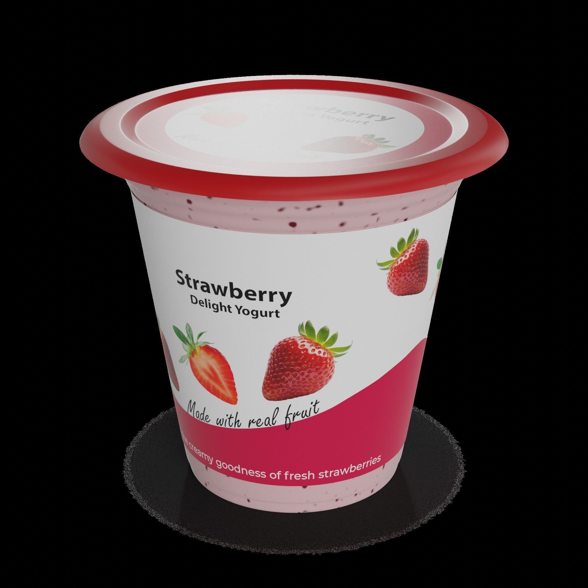 Flavored yoghurts Strawberry Delight Low-poly 3D model_1
