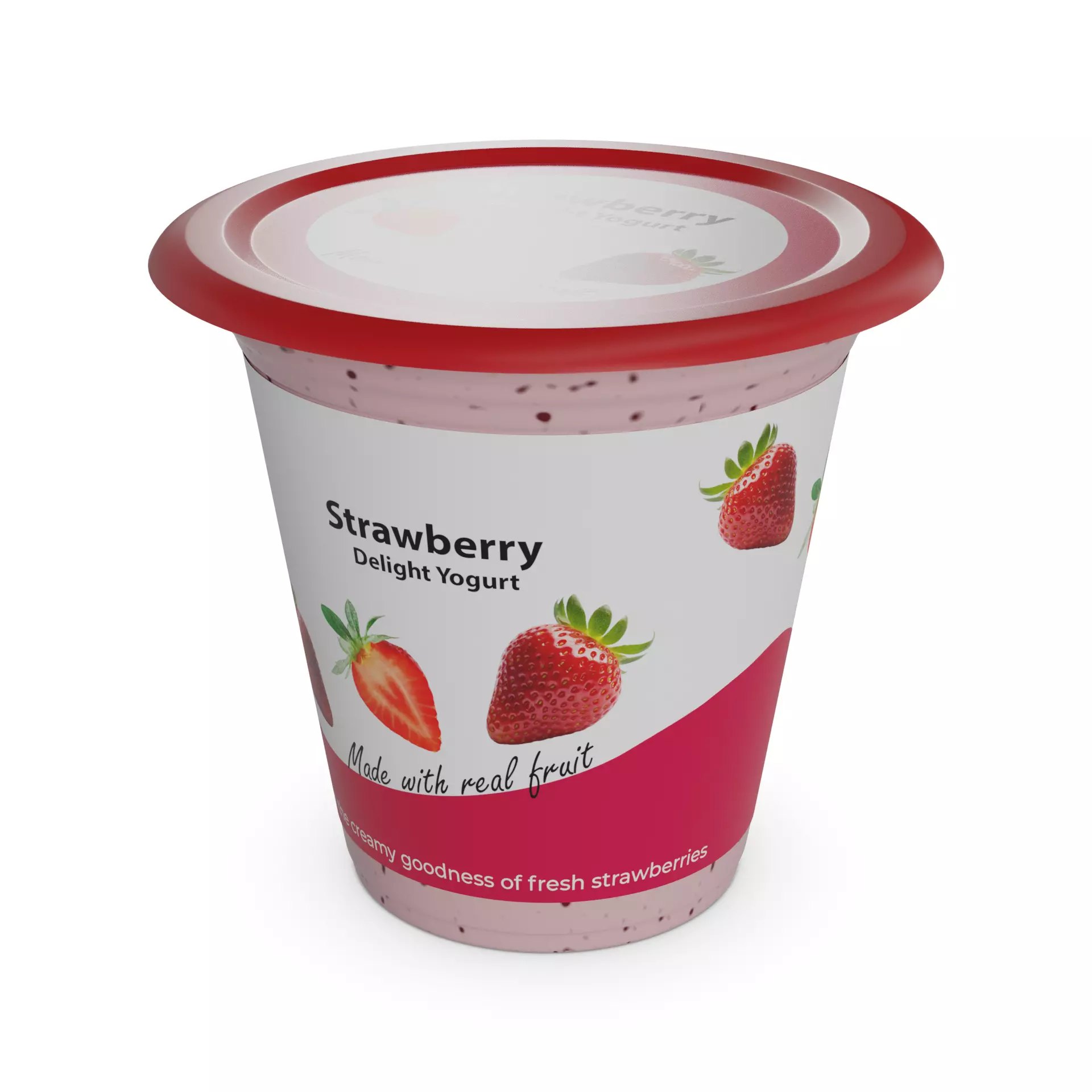 Flavored yoghurts Strawberry Delight Low-poly 3D model_0