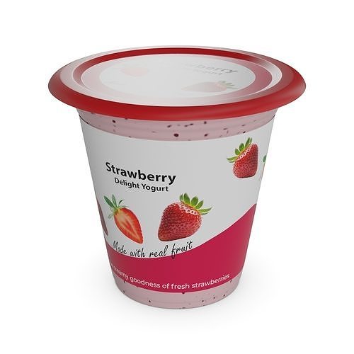 Flavored yoghurts Strawberry Delight Low-poly 3D model