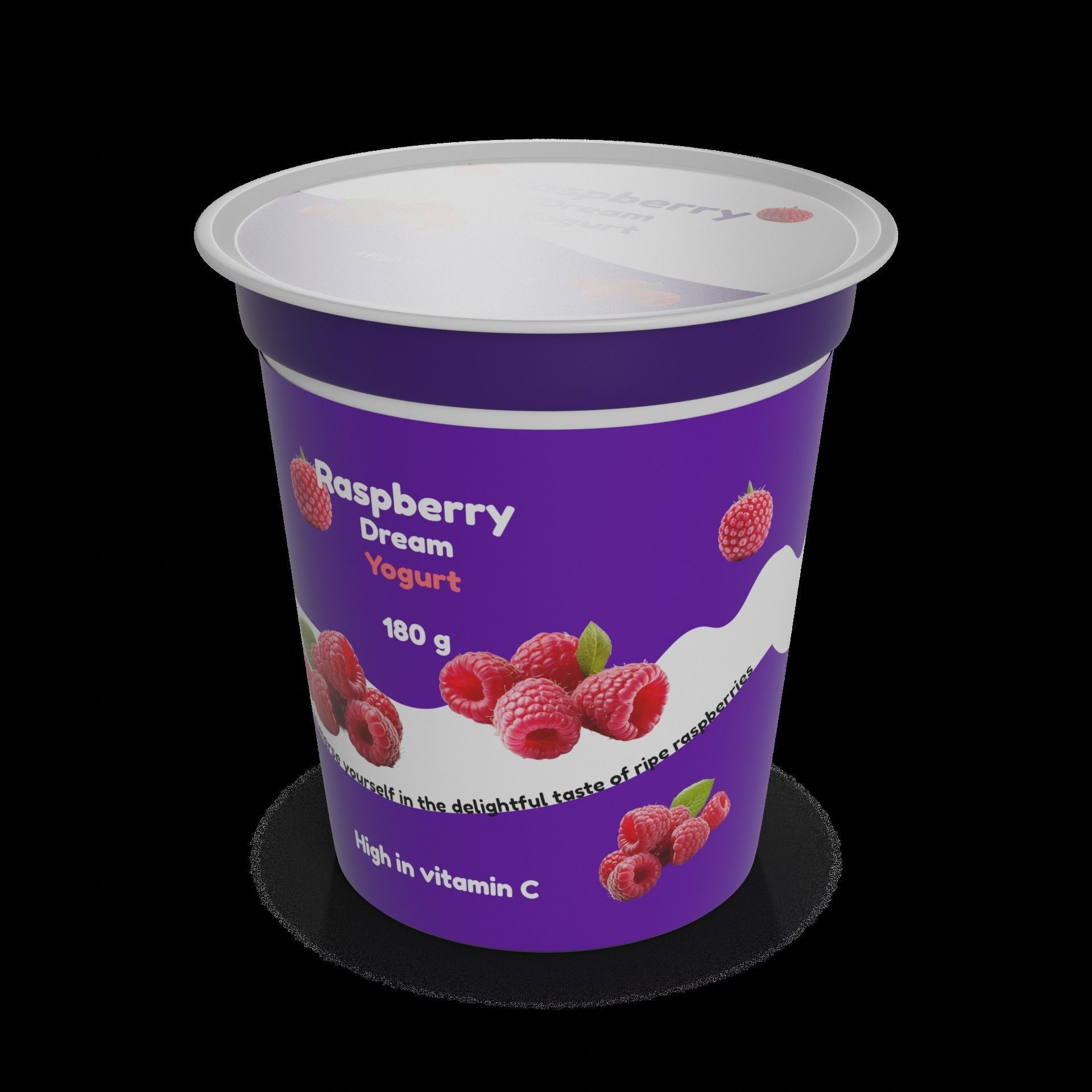 Flavored yoghurts Raspberry Dream Low-poly 3D model_1
