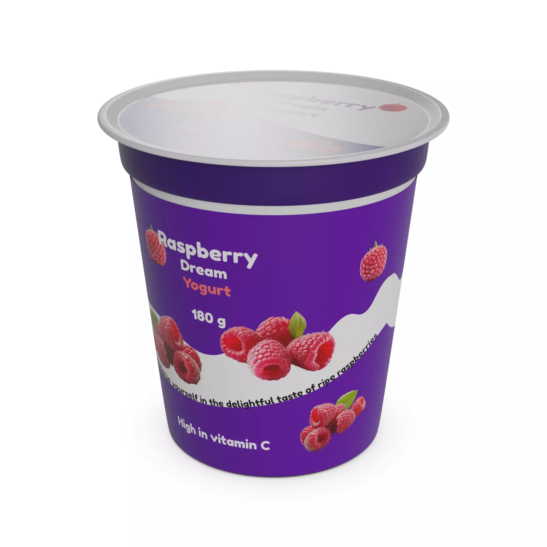Flavored yoghurts Raspberry Dream Low-poly 3D model_0