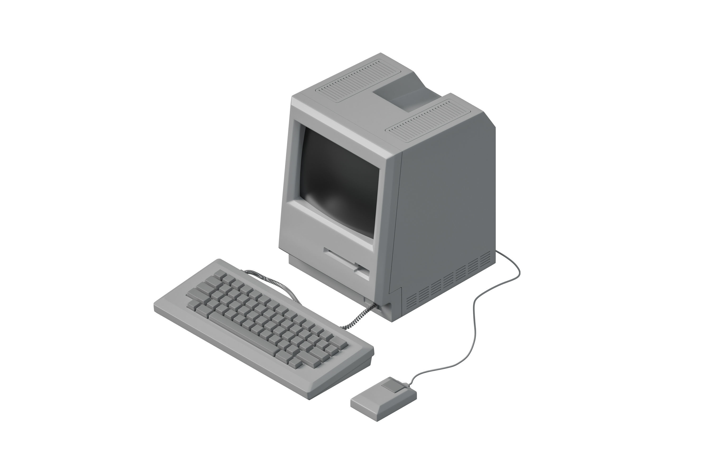 Retro desktop computer 3D model_2