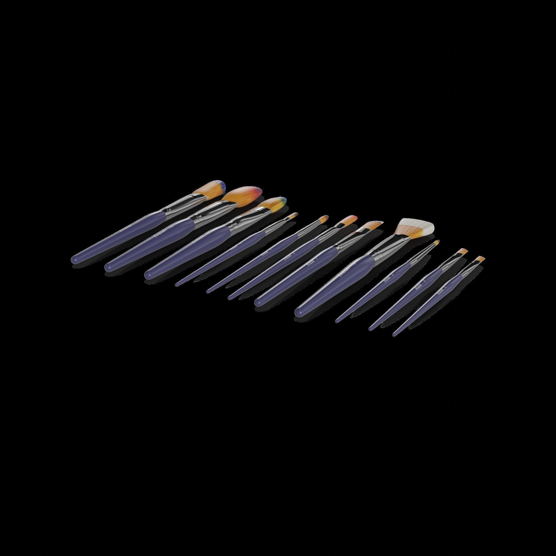 Art and drawing supplies Watercolor Brush Set 3D model_1