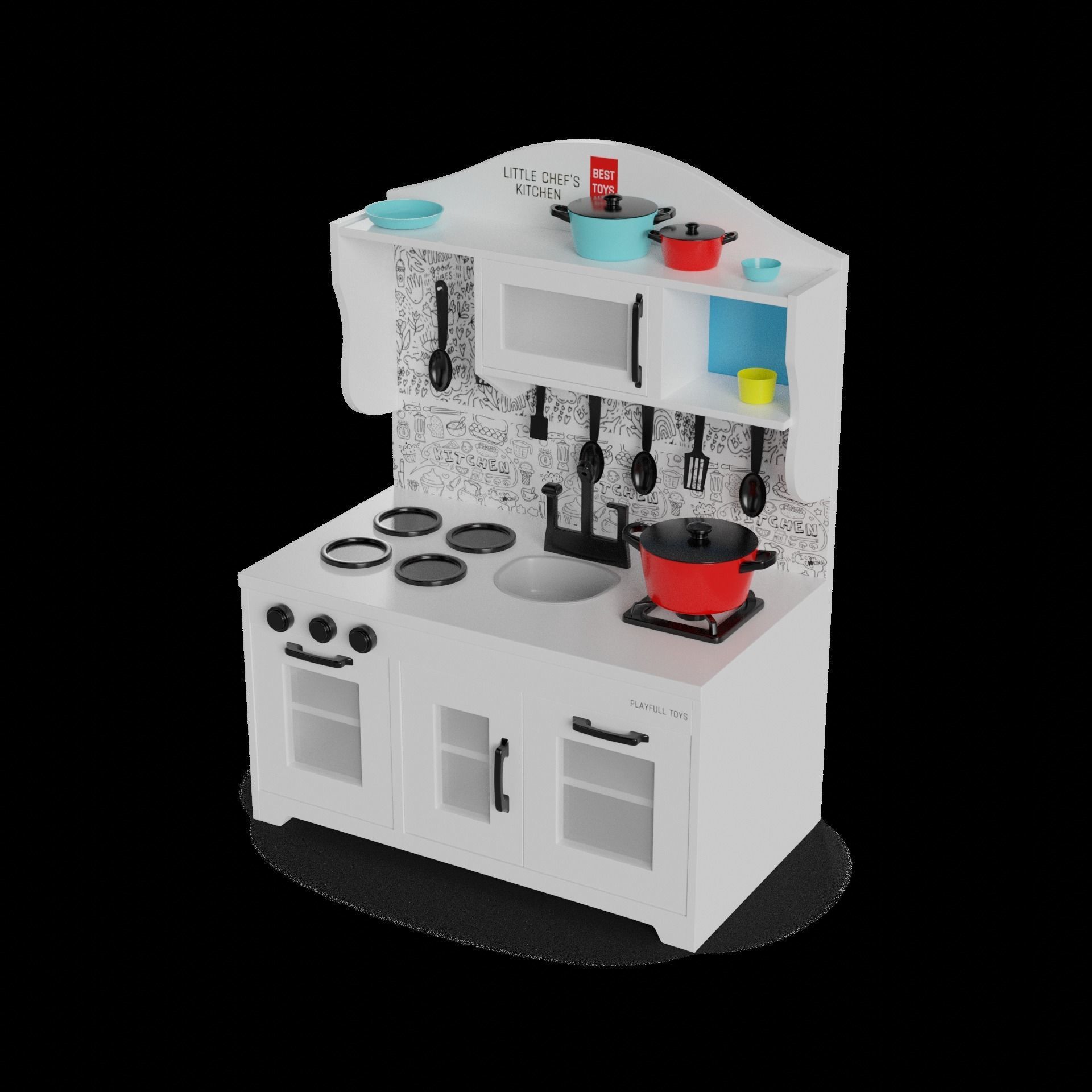 Cars and action games Play Kitchen Set 3D model_1