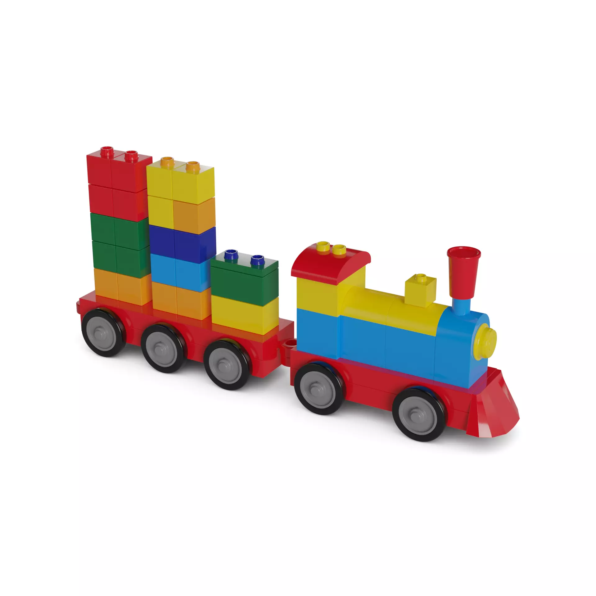Cars and action games Building Block Train Set 3D model_0