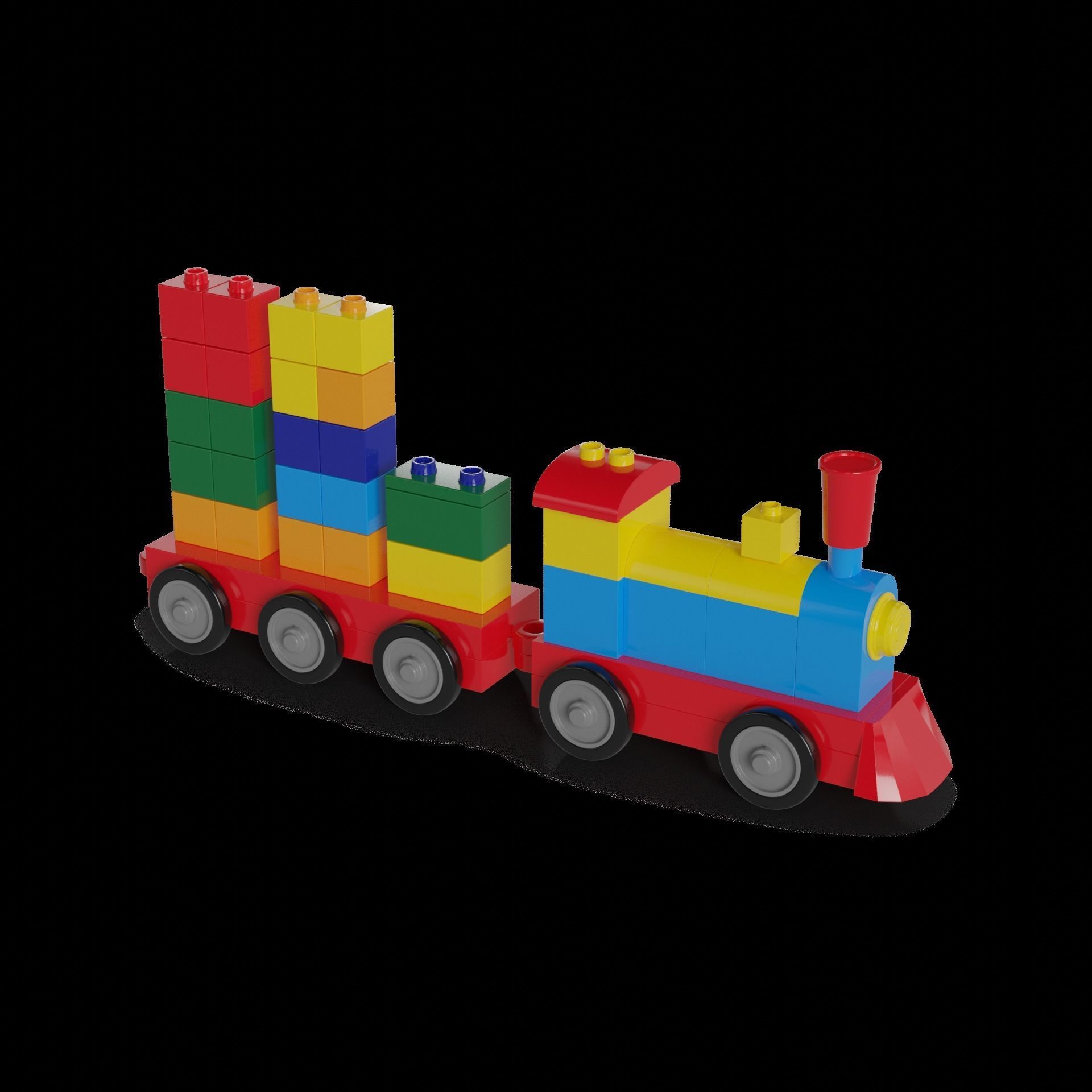 Cars and action games Building Block Train Set 3D model_1