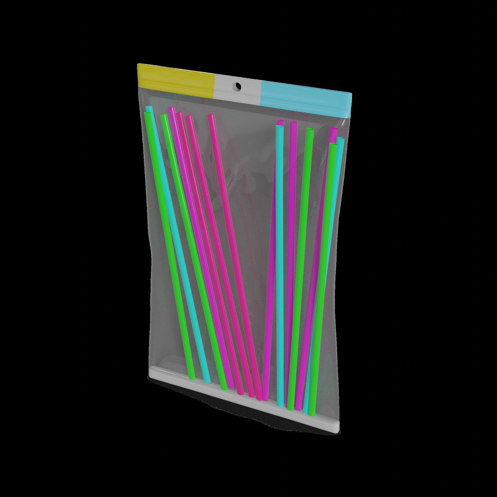Disposable tableware Plastic Straws 3D model_1