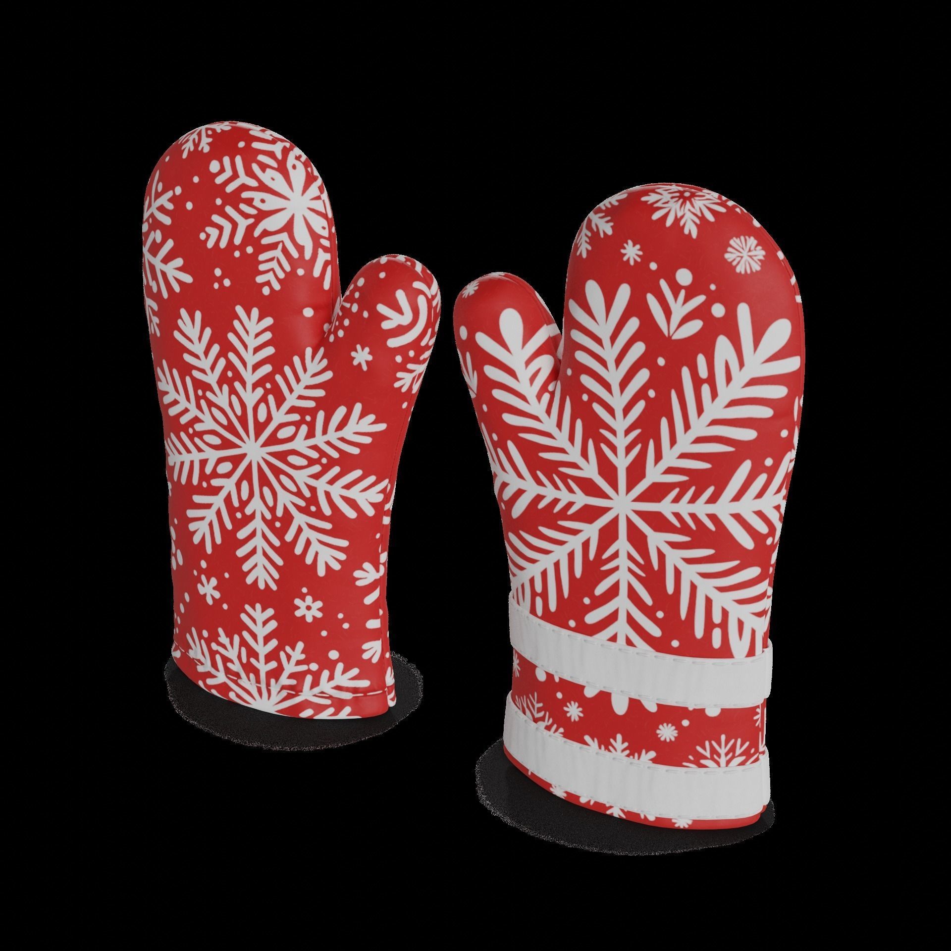 Festive accessories Holiday Oven Mitt and Pot Holder Set Low-poly 3D model_1