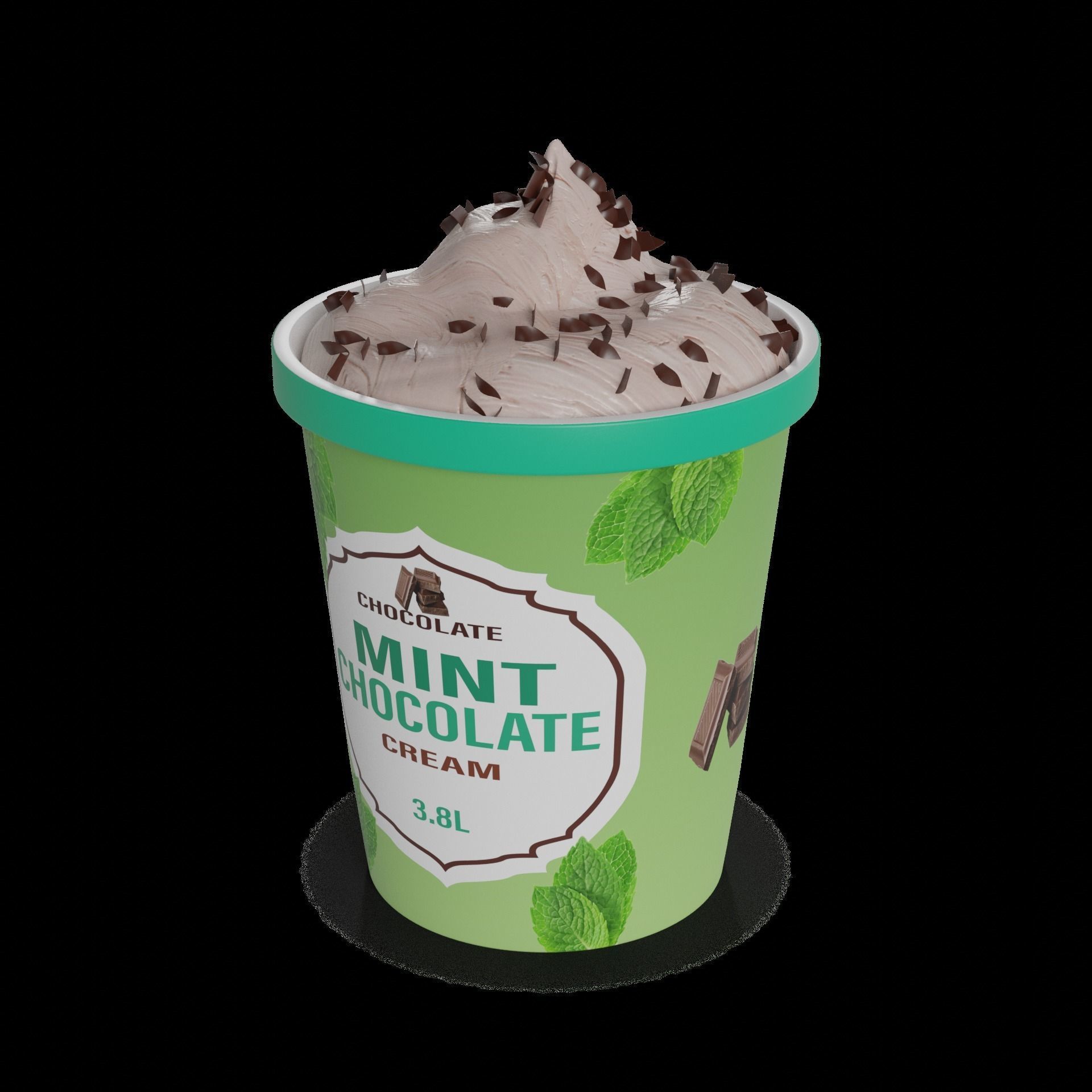 Ice cream tubs Mint Chocolate Chip Ice Cream Tub 3D model_1