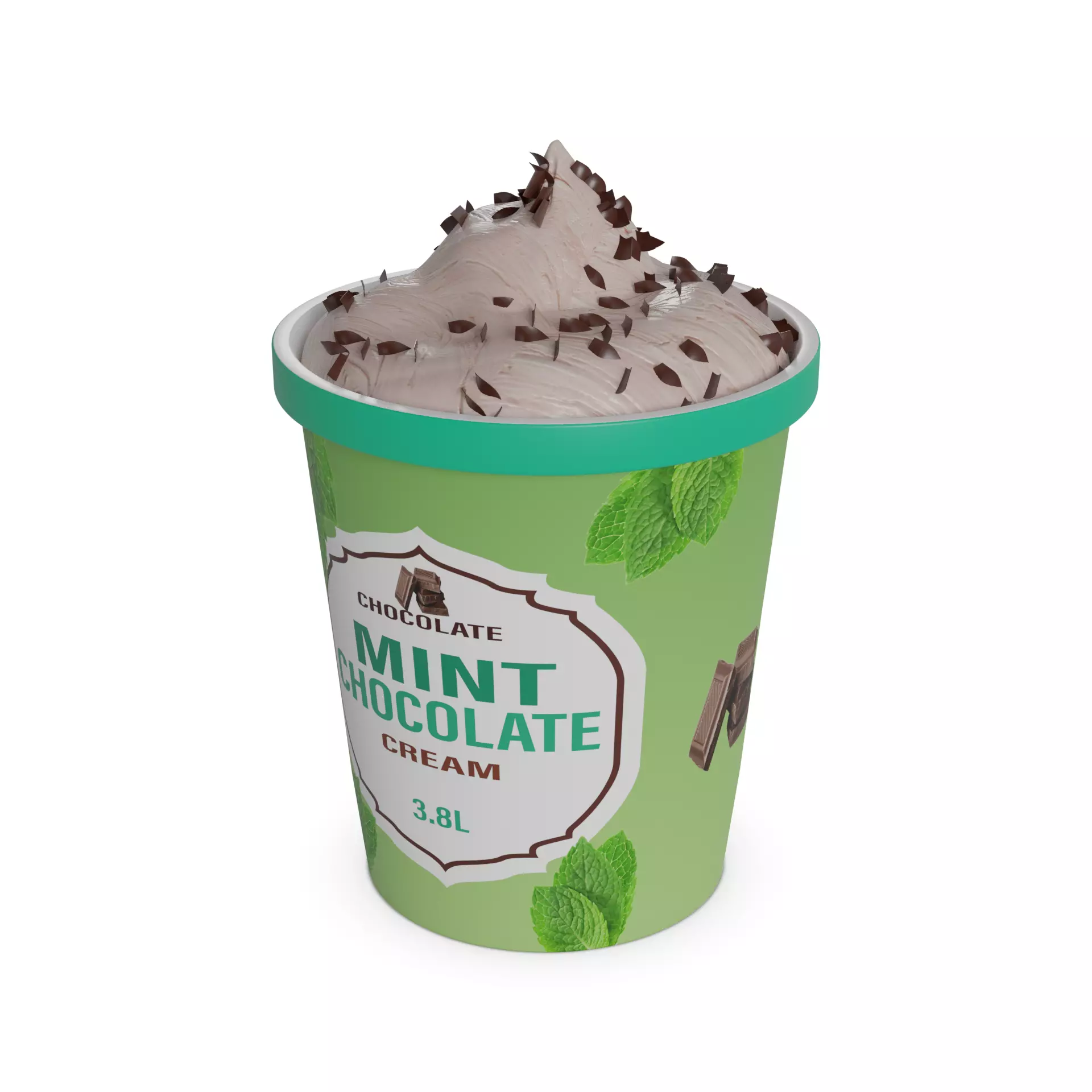 Ice cream tubs Mint Chocolate Chip Ice Cream Tub 3D model_0