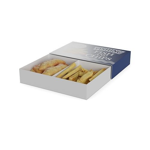 Snacks Fish and Chips Low-poly 3D model