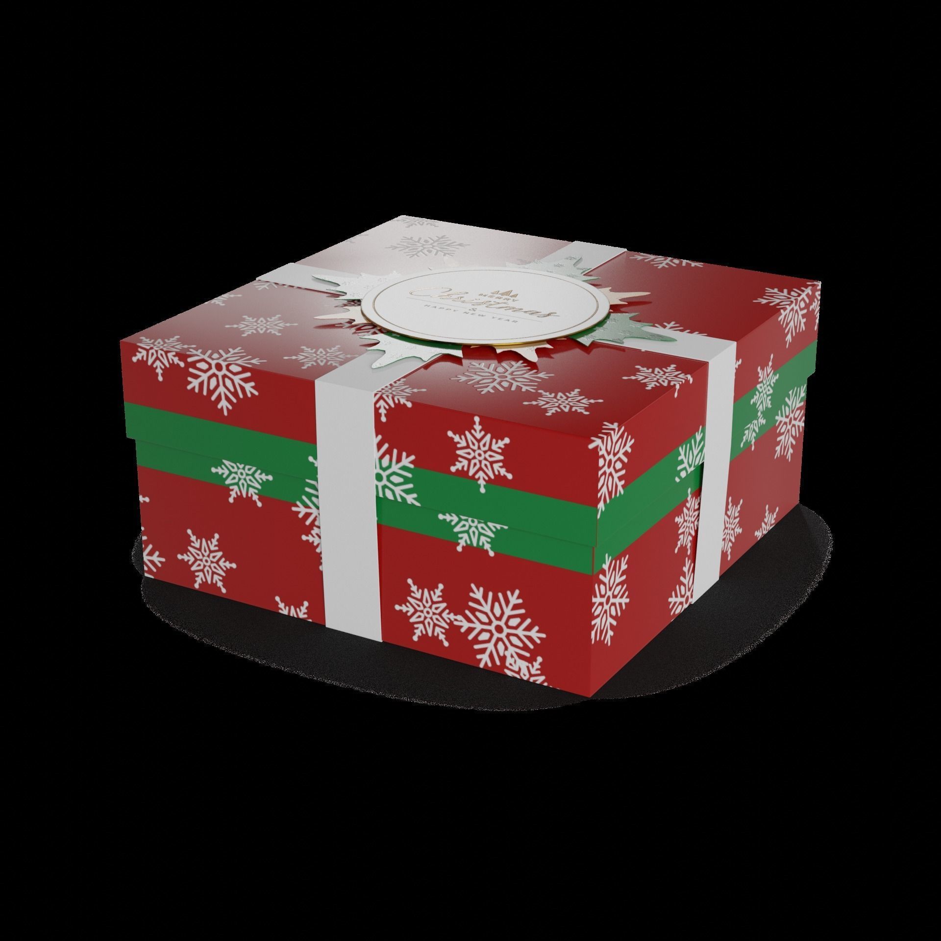 Gift Packaging Christmas Gift Box Low-poly 3D model_1