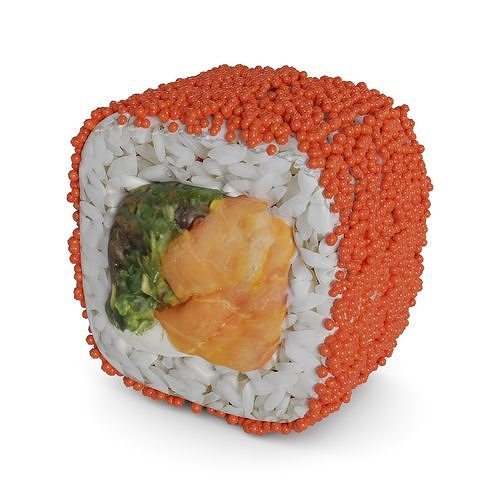 Sushi Smoked salmon wakame salad masago caviar cream 3D model