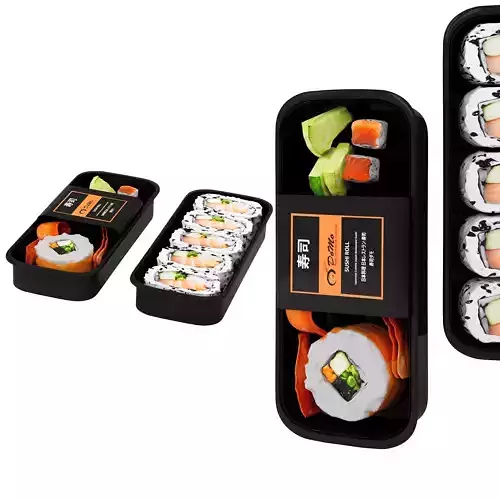 Snacks Salmon Sushi Roll Low-poly 3D model