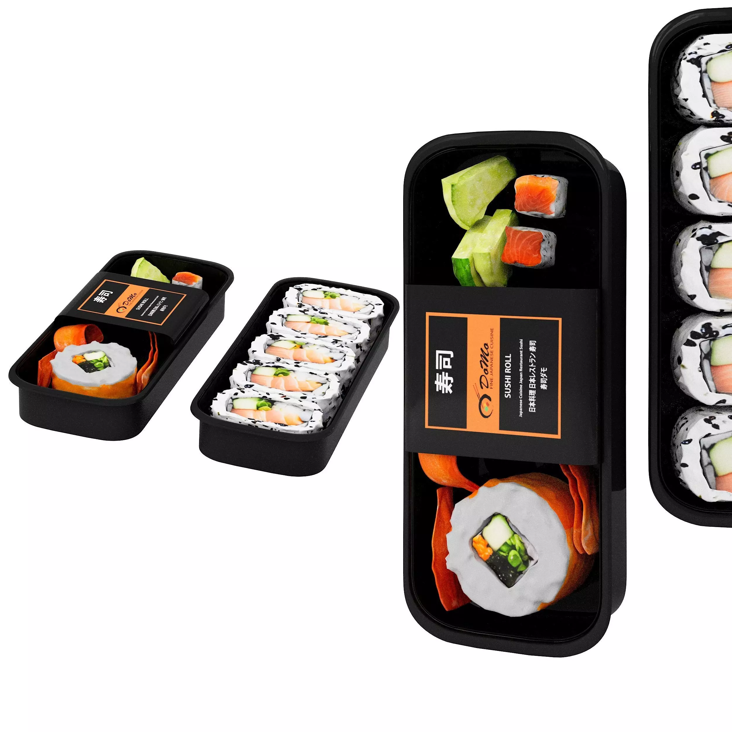 Snacks Salmon Sushi Roll Low-poly 3D model_0