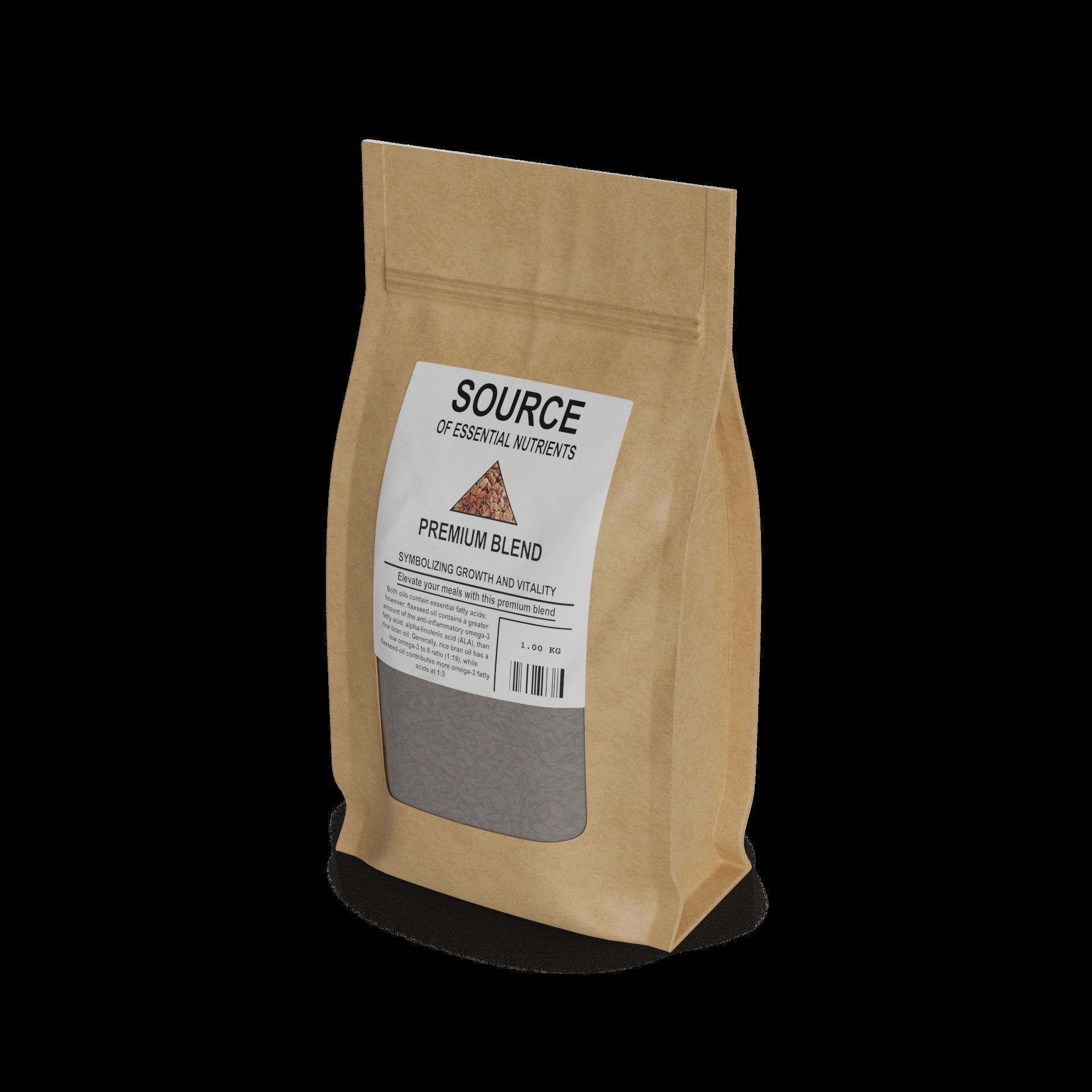 Bran and linseed Bran and Linseed Low-poly 3D model_1