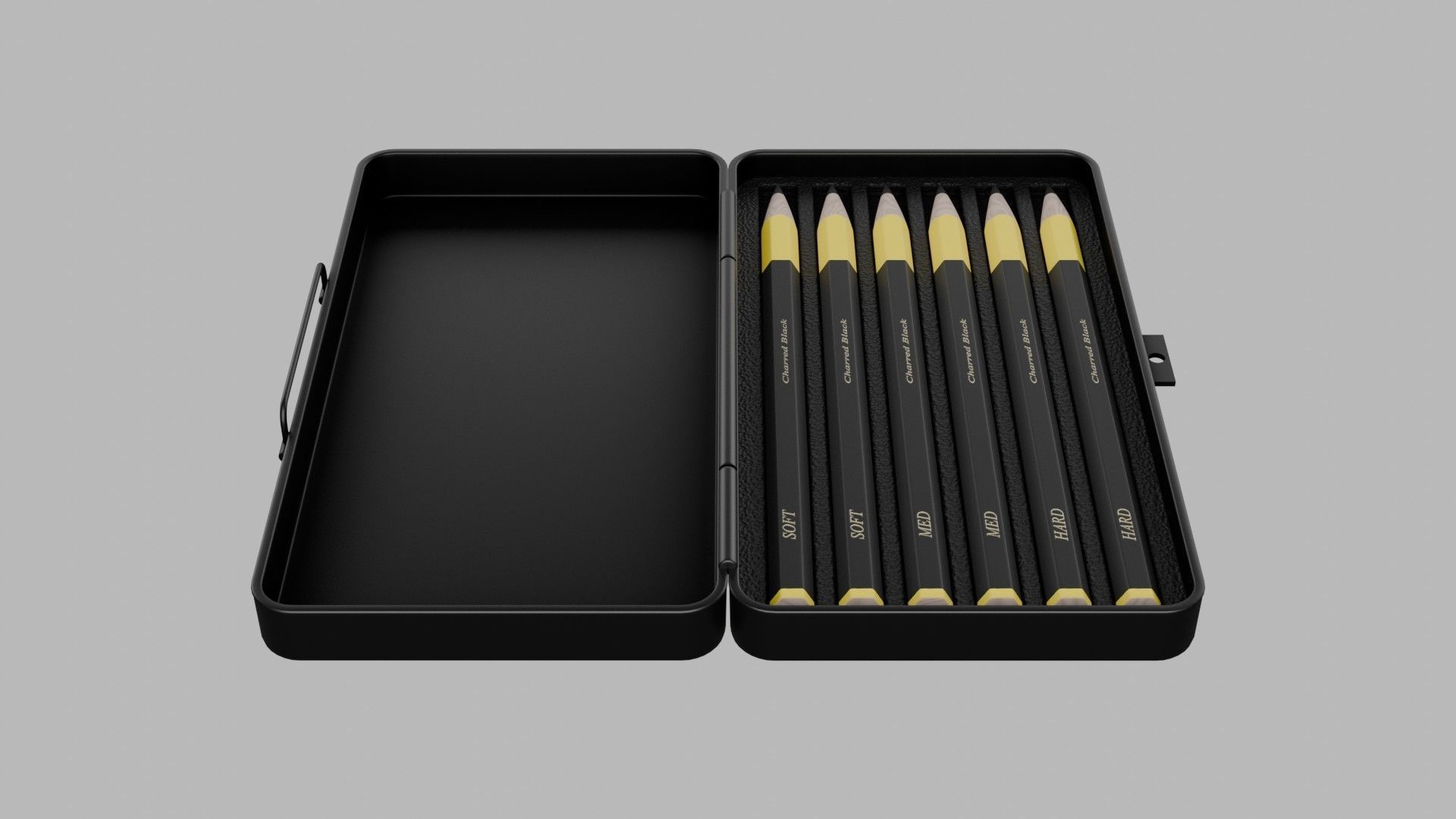 Art and drawing supplies Charcoal Pencils Low-poly 3D model_2