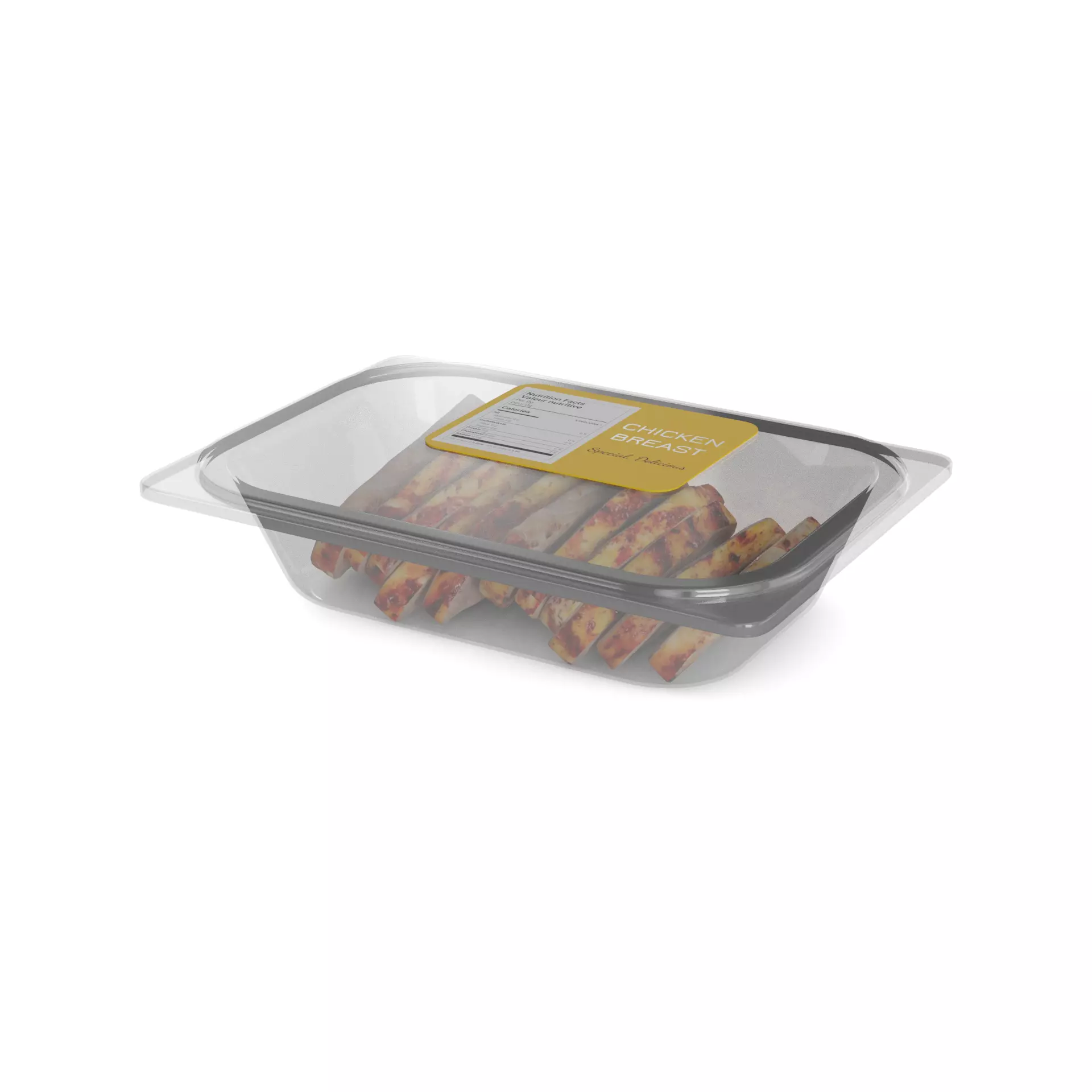Deli sausages Cooked Chicken Breast 3D model_0
