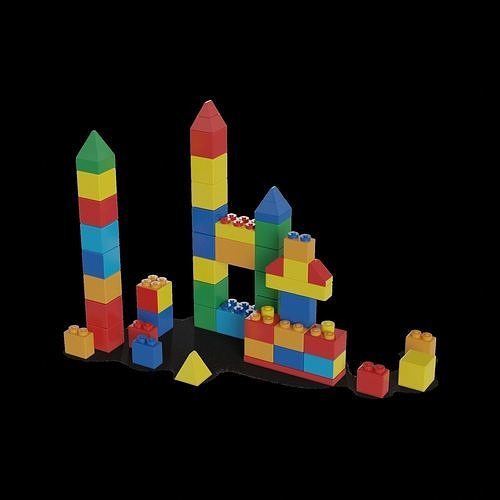 Cars and action games Building Blocks Set 3D model 2