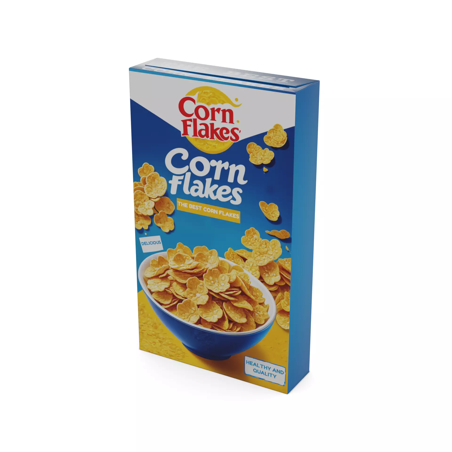 Dry breakfast and cereal Corn Flakes Low-poly 3D model_0