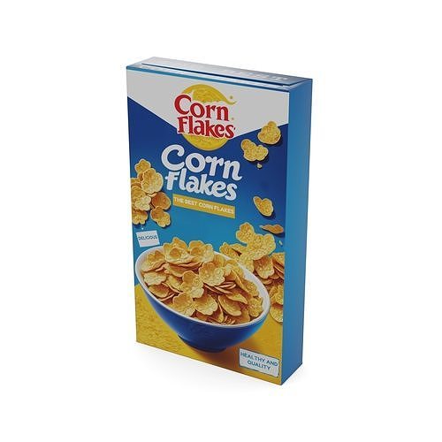 Dry breakfast and cereal Corn Flakes Low-poly 3D model