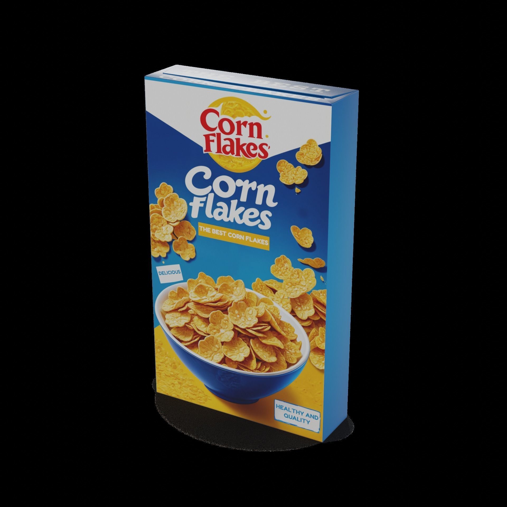 Dry breakfast and cereal Corn Flakes Low-poly 3D model_1