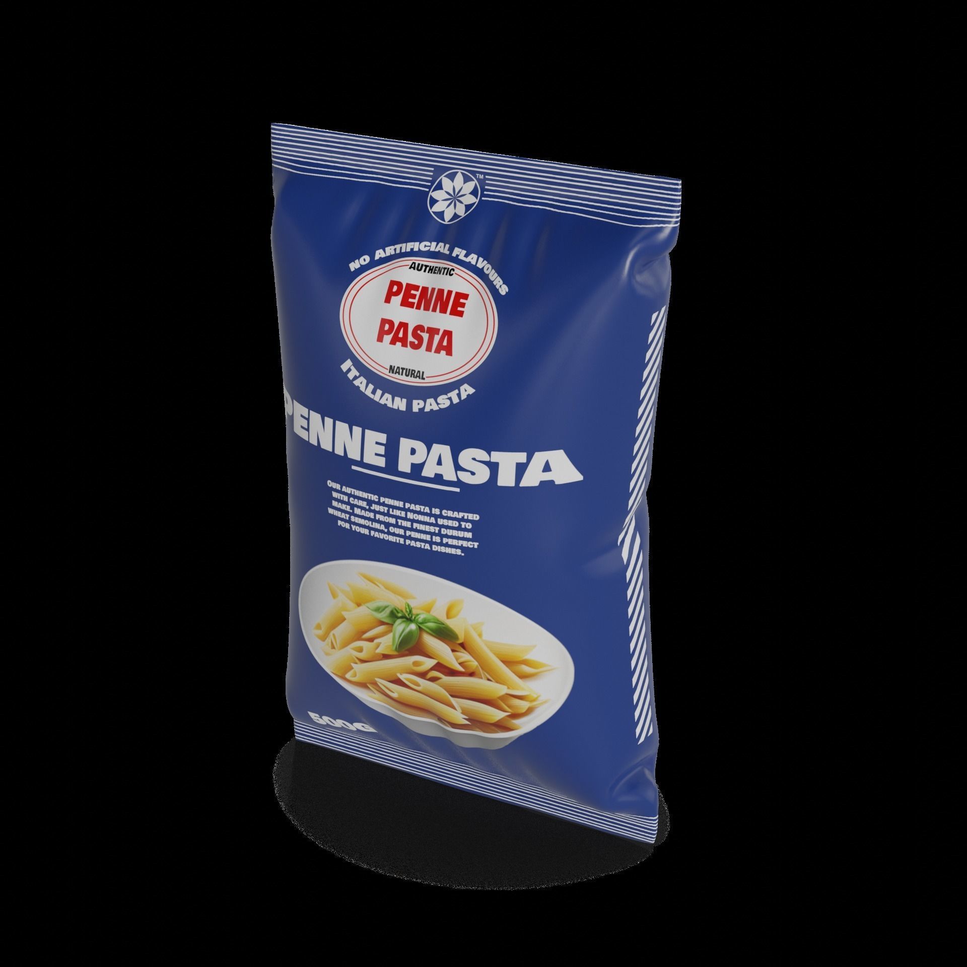 Penne fusilli macaroni vermicelli shells and shapes Penne Pasta Low-poly 3D model_1