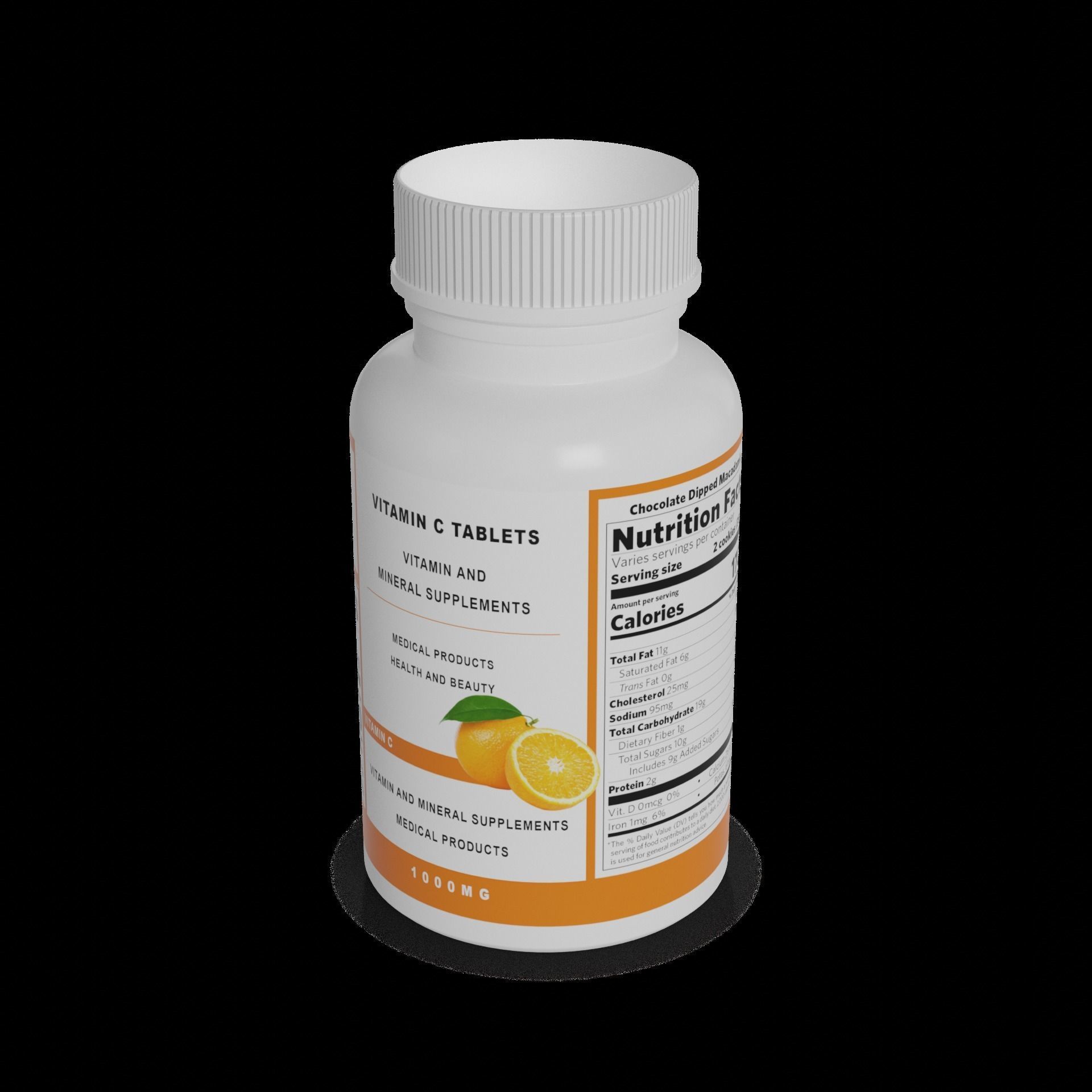 Vitamin and mineral supplements Vitamin C Tablets Low-poly 3D model_1