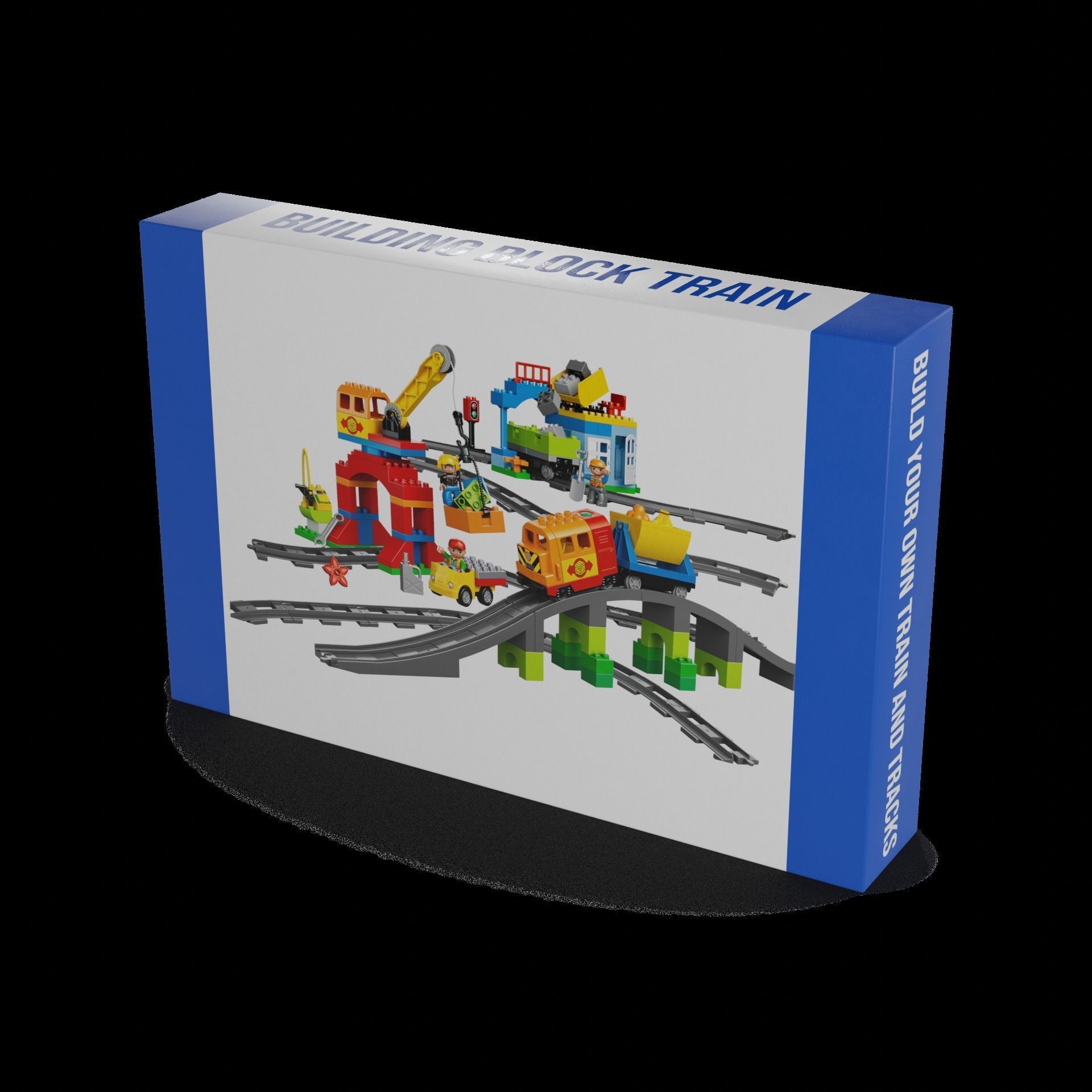 Cars and action games Building Block Train Low-poly 3D model_1