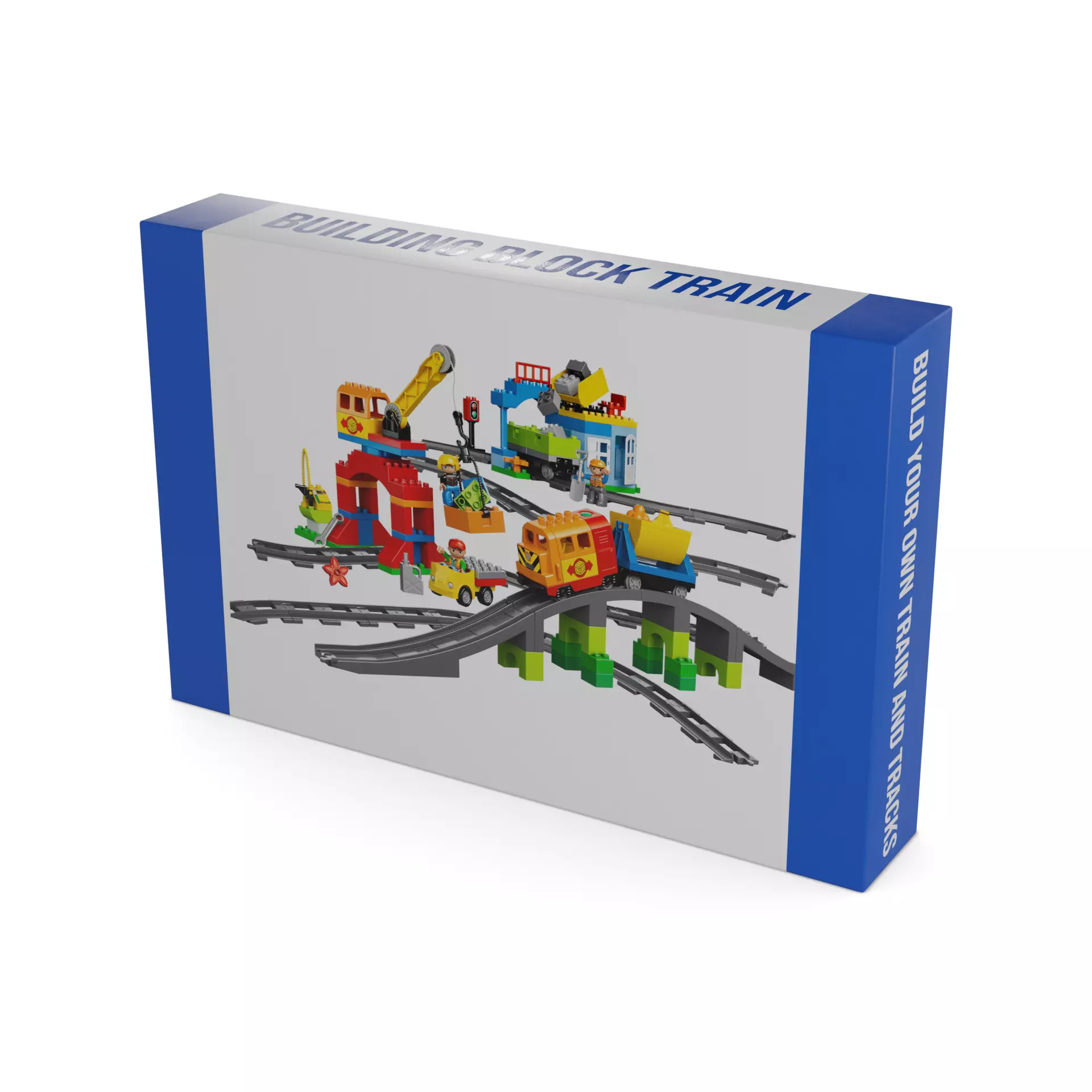 Cars and action games Building Block Train Low-poly 3D model_0