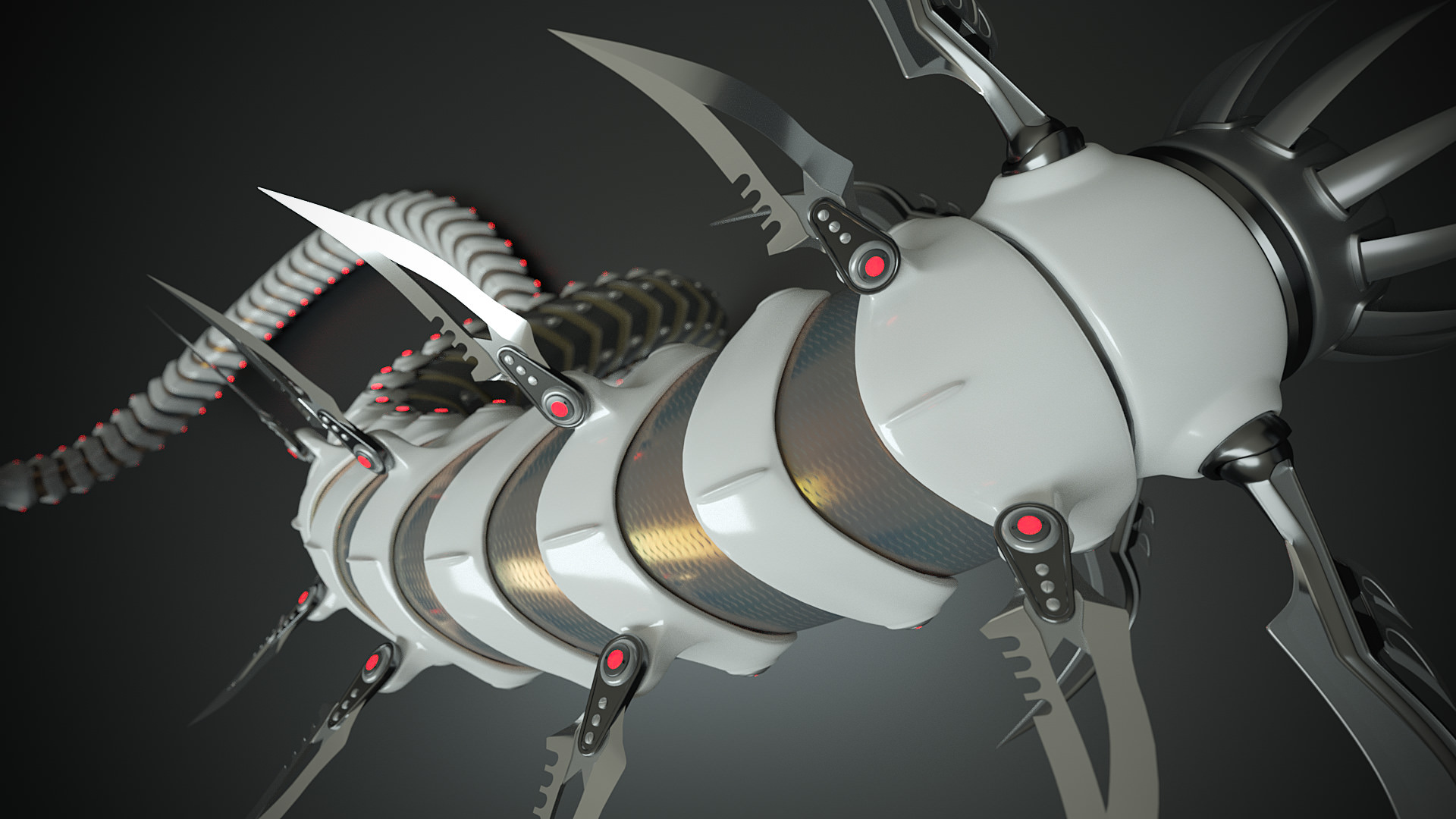 Snakebot-RS1 futuristic creature with long tentacles 3D model_6