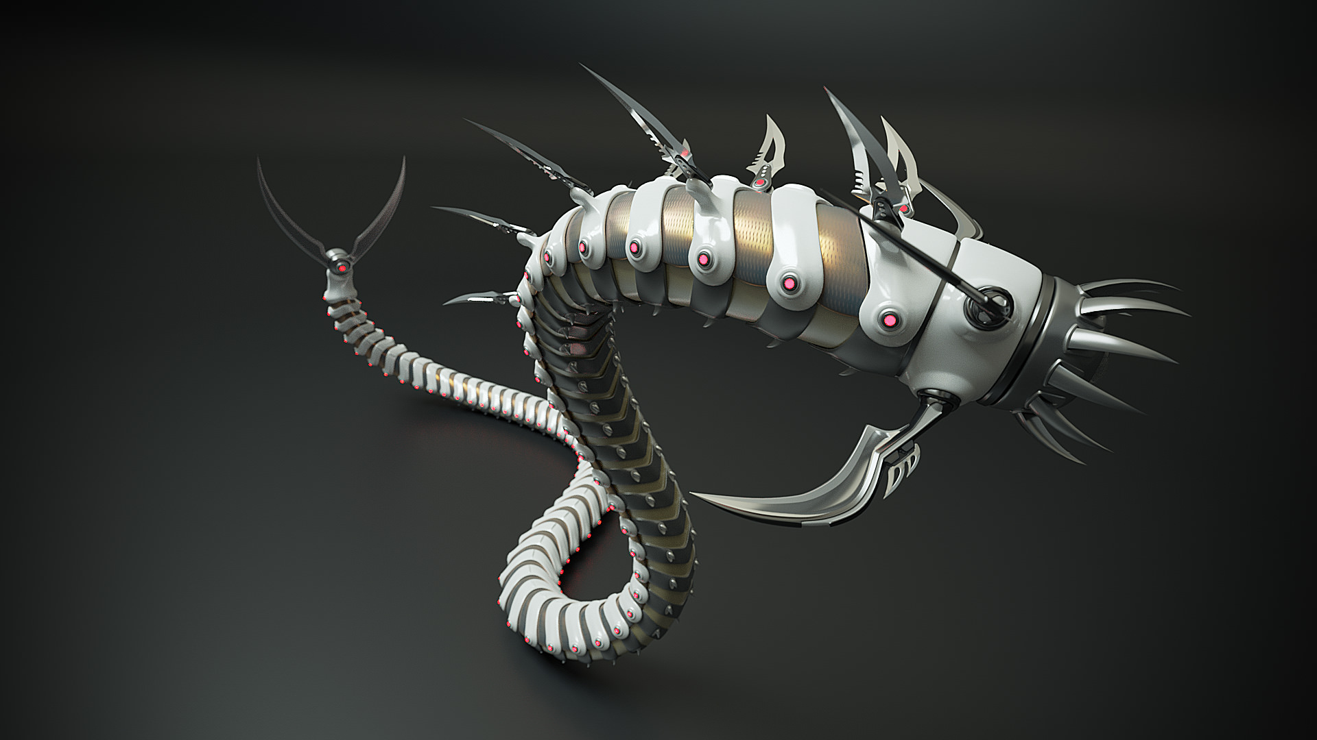 Snakebot-RS1 futuristic creature with long tentacles 3D model_4