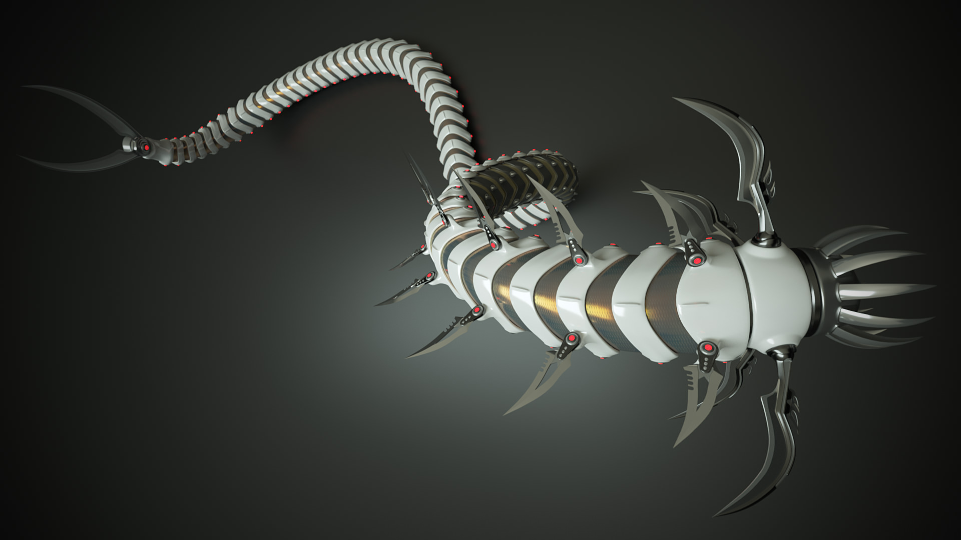 Snakebot-RS1 futuristic creature with long tentacles 3D model_5