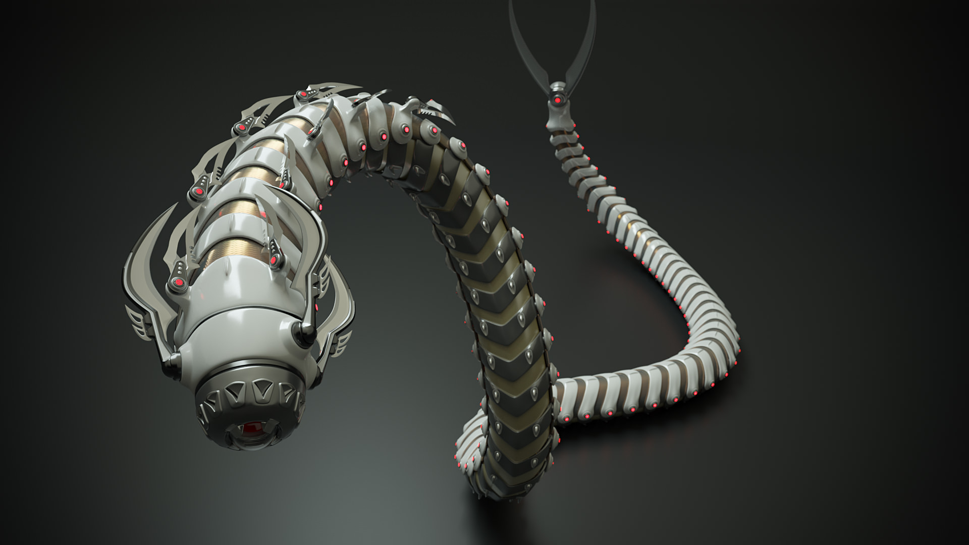 Snakebot-RS1 futuristic creature with long tentacles 3D model_2