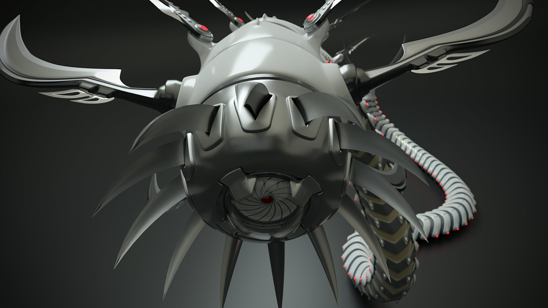 Snakebot-RS1 futuristic creature with long tentacles 3D model_3