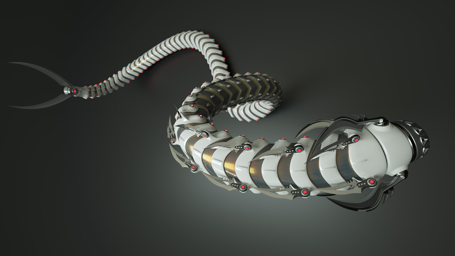 Snakebot-RS1 futuristic creature with long tentacles 3D model_7