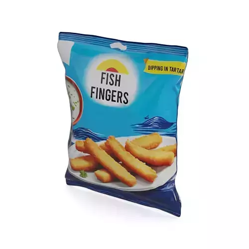Frozen pizzas and snacks Fish Fingers Low-poly 3D model
